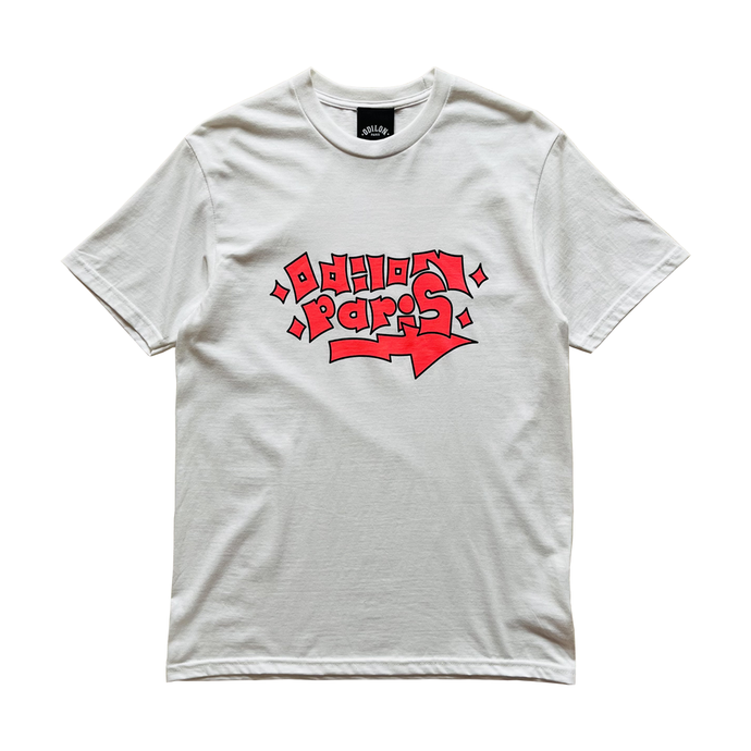 T-SHIRT ODILON PARIS LO-FI NEON LOGO WHITE PINK