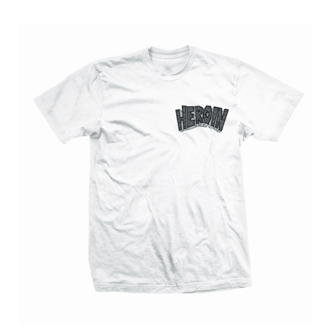 HEROIN SKATEBOARDS CURB CRUSHER KING T-SHIRT WHITE