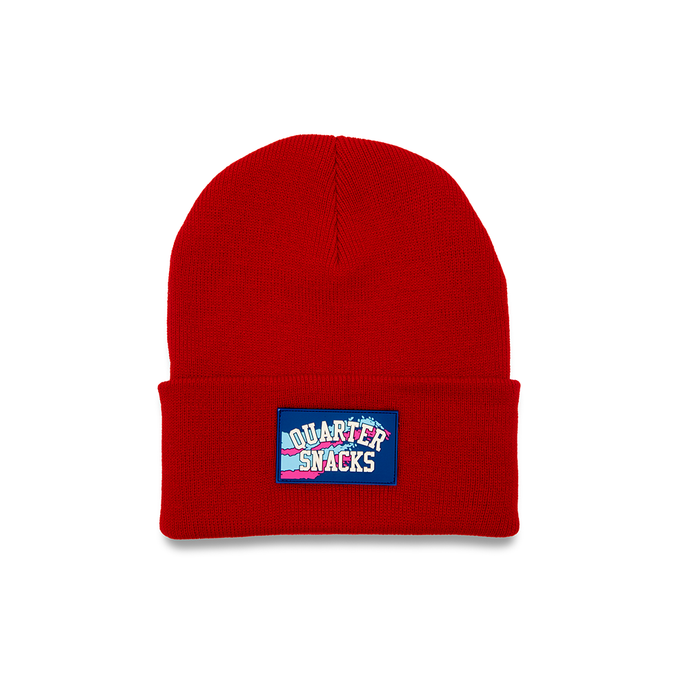 QUARTERSNACKS RUBBER LABEL BEANIE RED