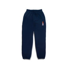 Load image into Gallery viewer, QUARTERSNACKS EMBROIDERED SNACKMAN SWEATPANTS NAVY