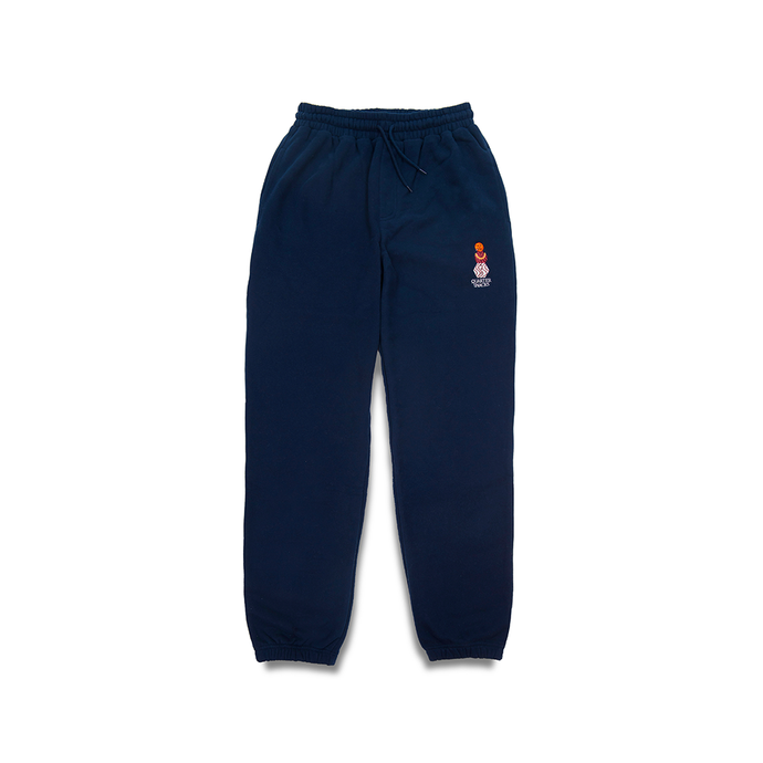 QUARTERSNACKS EMBROIDERED SNACKMAN SWEATPANTS NAVY