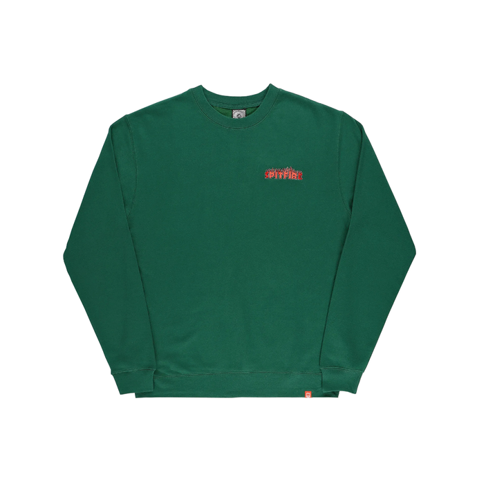 SPITFIRE WHEELS FLASH FIRE CREW SWEATSHIRT DARK GREEN