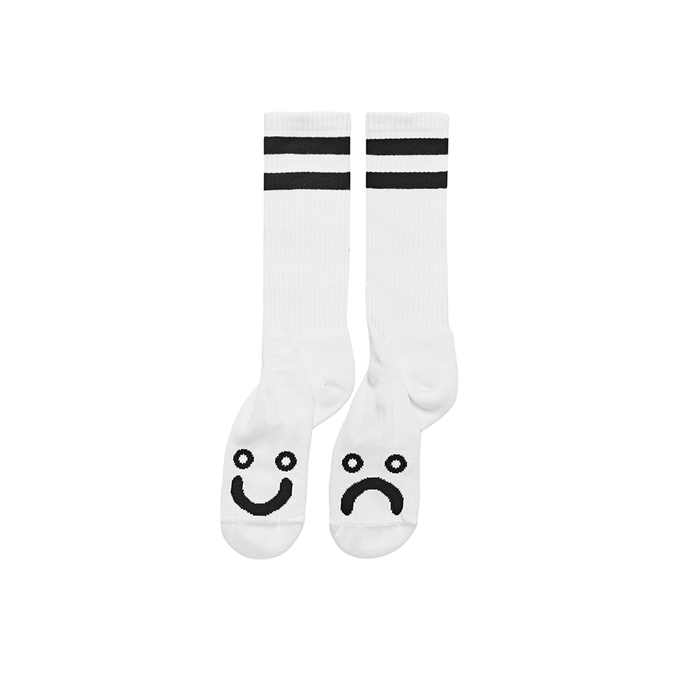 POLAR SKATE CO HAPPY SAD SOCKS-LONG WHITE