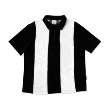Load image into Gallery viewer, SKATEBOARD CAFE STRIPE 1/4 ZIP VELOUR POLO SHIRT
