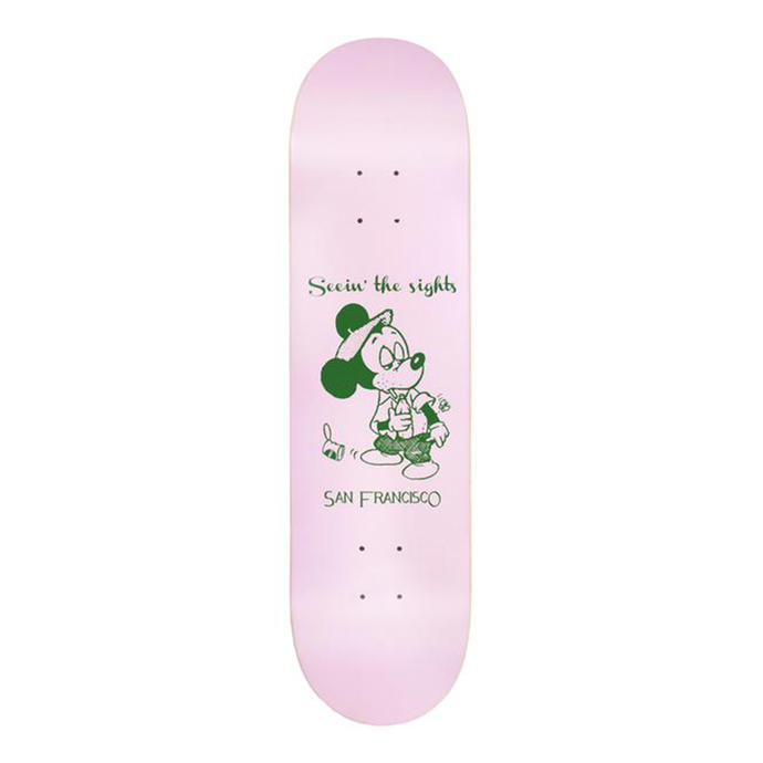 SNACK SKATEBOARDS SEEIN THE SIGHTS SKATEBOARD DECK PINK 8.0