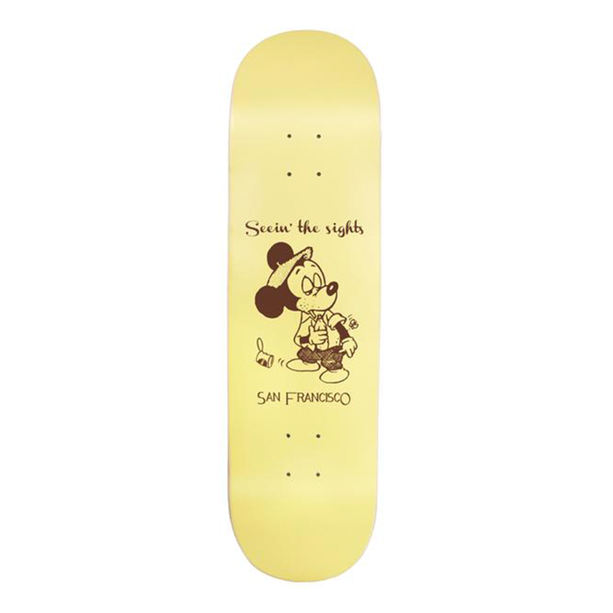 SNACK SKATEBOARDS SEEIN THE SIGHTS SKATEBOARD DECK YELLOW 8.5